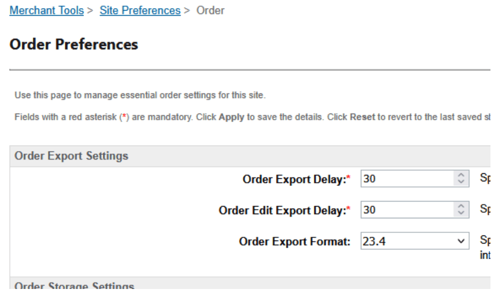 Order export schema version